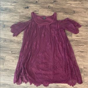 Torrid Burgundy Lace Cold-Shoulder Dress